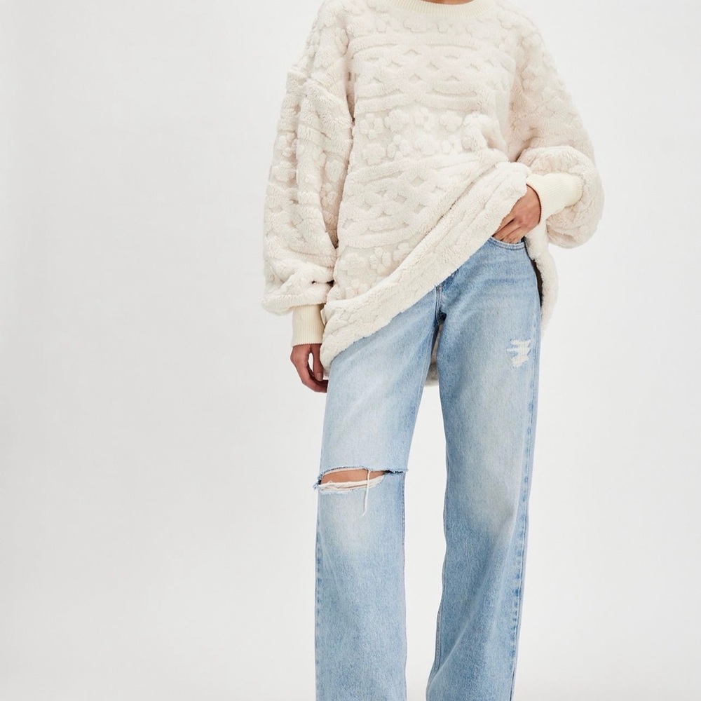 Free People Cable Knit Sweatshirt Ivory Combo NWT XS – Sold Out
